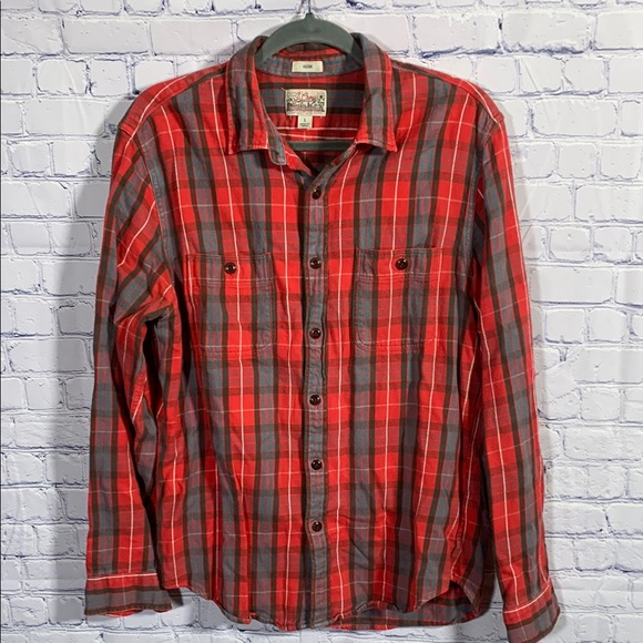 J. Crew Other - J.Crew Mens Slim Fit Mid Weight Flannel Double Brushed Plaid Button Down Red L